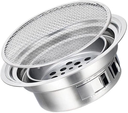 HEMOTON Portable Korean Style Stainless Steel Charcoal Barbecue Grill Small Outdoor Bbq Stove with Grate for Camping and Housewarming