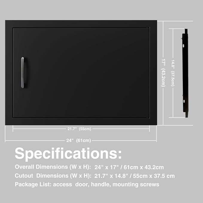 BBQ Outdoor Kitchen Access Doors Access Door for Outdoor Kitchen Commercial BBQ Island, Grilling Station, Barbeque Grill (24"x17")