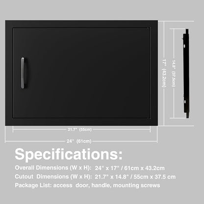 BBQ Outdoor Kitchen Access Doors Access Door for Outdoor Kitchen Commercial BBQ Island, Grilling Station, Barbeque Grill (24"x17")