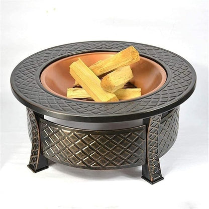 BBQ Grill Outdoor Barbecue Table Outdoor Courtyard Charcoal Brazier Heating Household Leisure Barbecue Stove Multifunctional Round Brazier