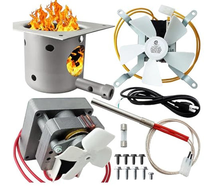 Fire Burn Pot and Hot Rod Ignitor,Auger Motor, Induction Fan Kit, for Traeger and Pit Boss Wood Pellet Grill Parts Replacement