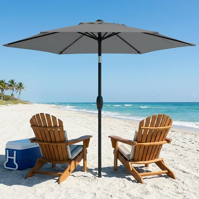 Wisteria Lane Outdoor Patio Umbrella, 7.5' Patio Umbrella, Market Umbrella, Large Outdoor Umbrella, Metal Pole Umbrella with Push Button Tilt and Crank, Polyester Canopy