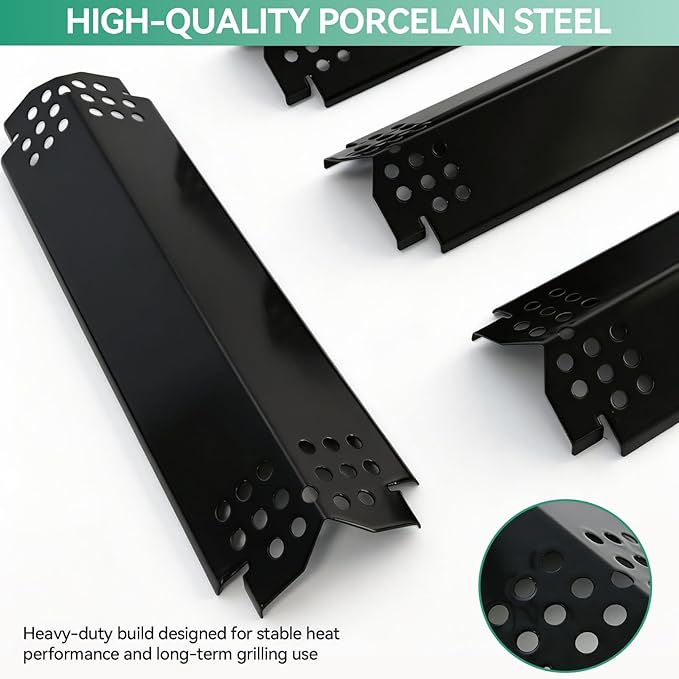 720-0888 Grill Grate Heat Tent Replacement Parts for Nexgrill 5 Burner 720-0888N, 4 Burner 720-0830H, 13 x 17 Cast Iron Cooking Grates, Porcelain Steel Heat Plate Shield for Home Depot Next Grill