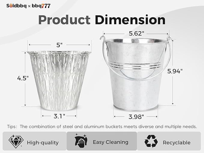 Grease Drip Bucket with 20 Pack Disposable Aluminum Grease Liners BAC407 Replacement Parts for Traeger Pro Series 575/780 20/22/34 Ironwood 650/885 Pit Boss Pellet Grills