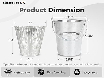 Grease Drip Bucket with 20 Pack Disposable Aluminum Grease Liners BAC407 Replacement Parts for Traeger Pro Series 575/780 20/22/34 Ironwood 650/885 Pit Boss Pellet Grills