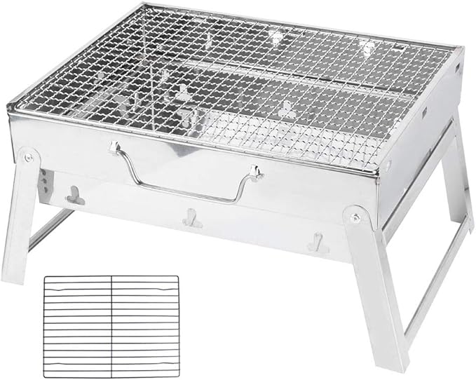 BBQ Grill Outdoor Stainless Steel BBQ - Easy to Use Charcoal Grill No Rust for Barbecue Kebab for Japanese Barbecue 35x27x20cm