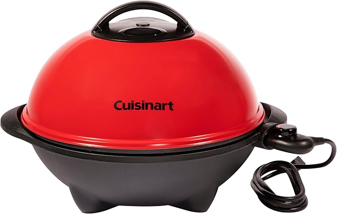 Cuisinart Indoor/Outdoor Electric Grill, 2-in-1 Portable BBQ with Nonstick Cooking Surface, Electric Grill Outdoor with Adjustable Heat, Stand/Tabletop Options for Cookouts, Barbecues, Small Spaces