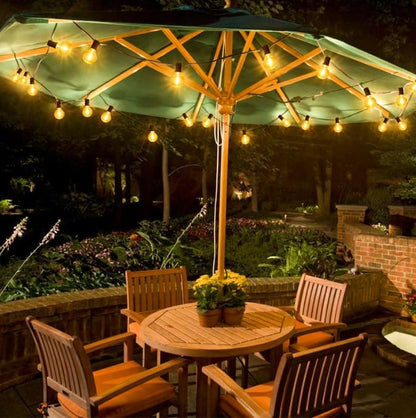 25FT Solar String Lights with Remote, 3 Modes, 11 G40 Bulbs, Brown | Solar Powered, Dusk to Dawn, Dimmable, Timer, Memory Function, LED Globe Hanging Lights for Fence Deck Yard