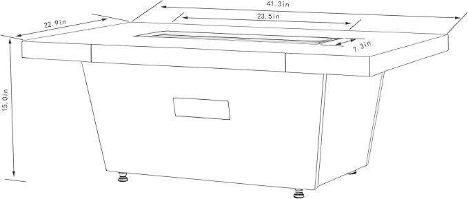 Outdoor Fire Pit Table Propane Gas Fire pits Outdoor Fireplaces 42'' Rectangular Firepit Table, 50,000 BTU Fire Table for Patio Set, White&Blue Glass, Tank Required to Be Kept Outside, Grey.