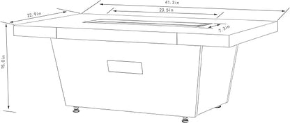 Outdoor Fire Pit Table Propane Gas Fire pits Outdoor Fireplaces 42'' Rectangular Firepit Table, 50,000 BTU Fire Table for Patio Set, White&Blue Glass, Tank Required to Be Kept Outside, Grey.