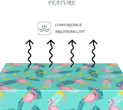 52x70 Inch Tropical Flamingo Rectangle Tablecloth Summer Hawaiian Banana Palm Leaf Mint Green Table Cover Washable Durable Table Cloth for Summer Beach Pool Party Birthday Kitchen Dining Home
