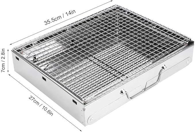BBQ Grill Outdoor Stainless Steel BBQ - Easy to Use Charcoal Grill No Rust for Barbecue Kebab for Japanese Barbecue 35x27x20cm