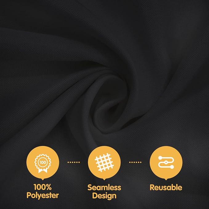 BRILLMAX 6 Pack Black Tablecloths 60x126 Inch for 8ft Rectangle Tables | 150 GSM Polyester Fabric, 15" Standard Drop, Water, Stain & Wrinkle Resistant Cloth Cover for Wedding Reception Banquet Party