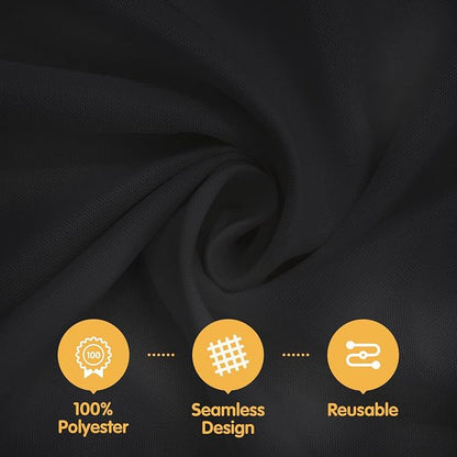 BRILLMAX 6 Pack Black Tablecloths 90x156 Inch for 8ft Rectangle Tables | 150 GSM Polyester Fabric, Floor Length Drop, Water, Stain & Wrinkle Resistant Cloth Cover for Wedding Reception Banquet Party