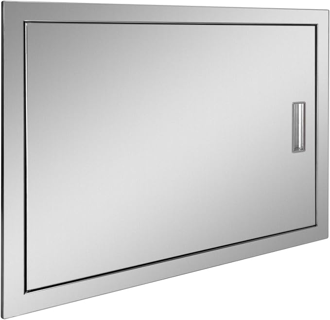 Outdoor Kitchen Door 27" W x 20" H Stainless Steel BBQ Single Access Door Flush Mount Vertical Wall Doors with Handle Suitable for Grilling Station Outside Cabinet Outdoor Kitchen