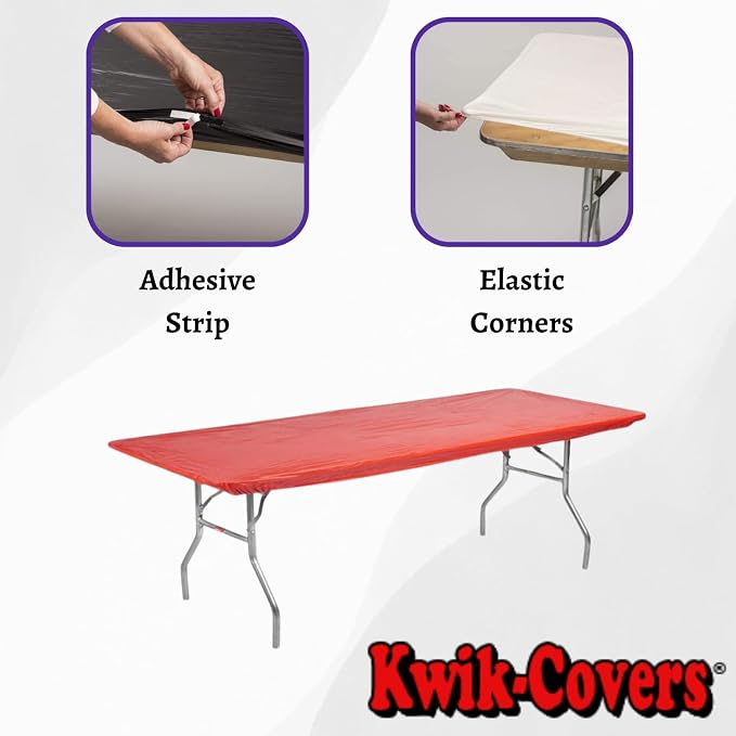 6' Rectangle Plastic Table Covers 30" x 72", Bundle of 5 (Red)