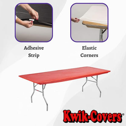 6' Rectangle Plastic Table Covers 30" x 72", Bundle of 5 (Red)