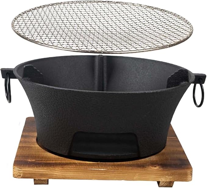 B Baosity Charcoal Grill Round Firepit Fireplace Furnace Wood Burning Camp Stove Barbecue Stove for Camping Backyard Garden Backpacking Cooking, L