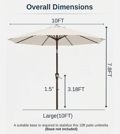 10FT Patio Umbrella, Outdoor Umbrella with Push Button Tilt and Crank, 8 Sturdy Ribs, UV Protection & Waterproof Market Umbrella for Pool, Backyard, Beach,Deck