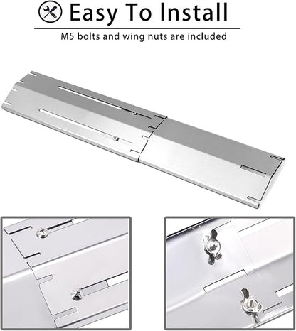 Universal Adjustable Tent Shield, Stainless Steel Heat Plate, Grill Burner Cover, Heat Tent, Grill Repair Kits for Charbroil and Other Gas Grill Models, BBQ Replacement Parts, Pack of 4