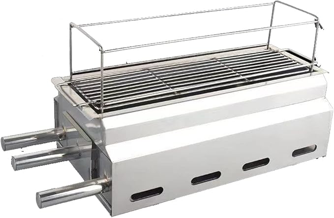 Small Charcoal BBQ Grill Made from Stainless Steel, Portable Camping BBQ Smoker for Outdoor Barbecue/Tabletop Cooking Suitable for 3-5 people