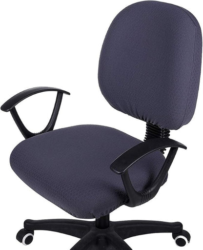Smiry Office Computer Chair Covers for Desk Rotating Chair Protector | Stretch Jacquard Removable Washable Universal Slipcovers, Seat + Backrest Cover, Dark Grey