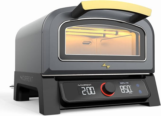 Current® Model P Electric Pizza Oven Indoor & Outdoor, 850°F Countertop Oven, No Turning Required, Perfect Pizza Every Time, Smart App Control, 12-Inch Pizza Stone Included, Slate