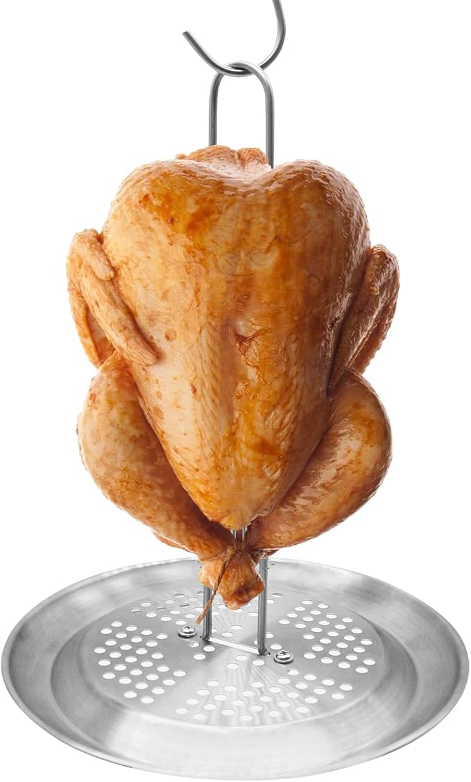 Stainless Steel Turkey Fryer Stand Kit,Turkey Chicken Fryer Stand and Hanger Set,suitable for outdoor turkey deep fryers,Turkey Fryer Grill Stainless Steel Accessories With Drip Pan