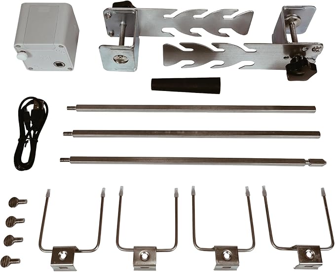 Rotisserie Kit Universal Replacement 5078a Quick Install Portable Spit Grill Outdoor Camping BBQ Three Heights Adjustable Length Cooking Tool Roaster Accessories Chicken Fork Heavy Duty Motor DC 5V