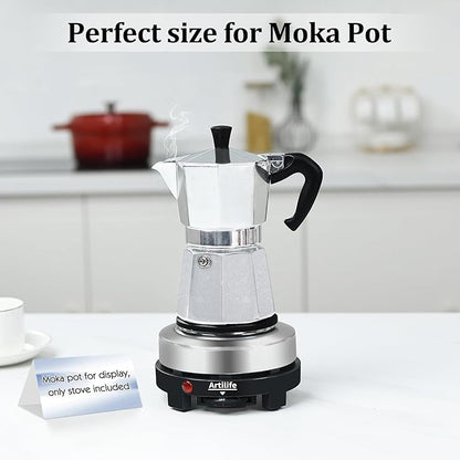 Artilife Mini Hot Plate 500W Small Hot Plate Electric Mini Moka Pot Hot Plate,Mini Hot Plate for Moka Pot,Single Burner Hot Plate Moka Pot Heater