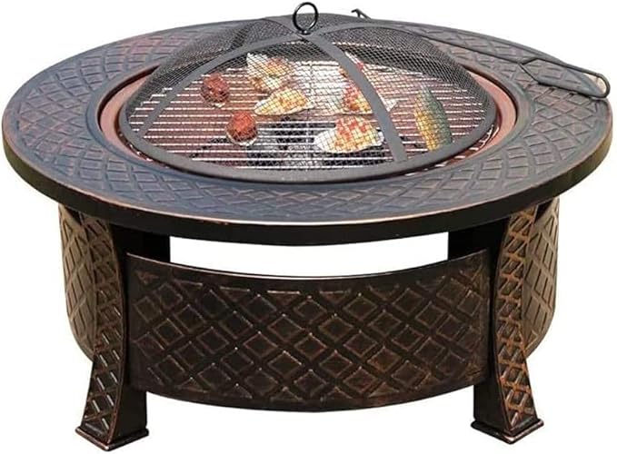 BBQ Grill Outdoor Barbecue Table Outdoor Courtyard Charcoal Brazier Heating Household Leisure Barbecue Stove Multifunctional Round Brazier