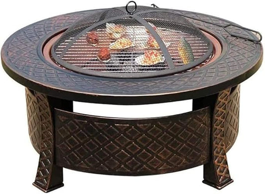 BBQ Grill Outdoor Barbecue Table Outdoor Courtyard Charcoal Brazier Heating Household Leisure Barbecue Stove Multifunctional Round Brazier