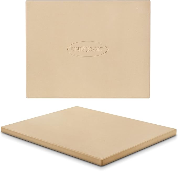 Unicook Pizza Stone, Heavy Duty Cordierite Pizza Pan for Oven and Grill, Thermal Shock Resistant Baking Stone for Bread, 15 X 12 Inch Rectangular, 6.8 lbs