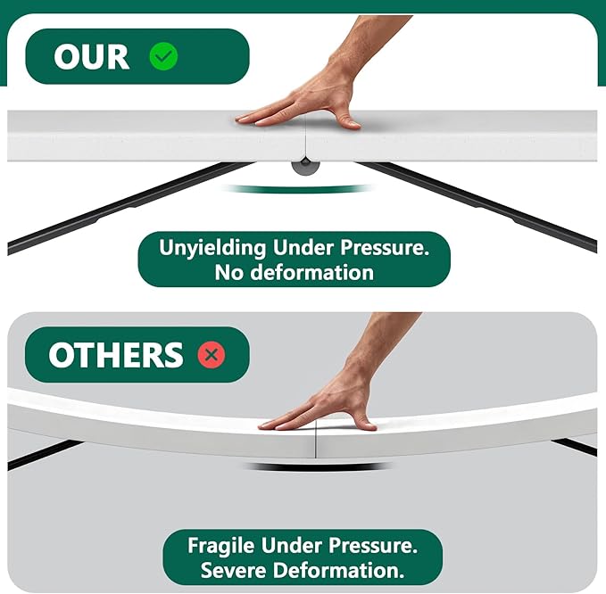 Folding Table 5FT Heavy Duty Plastic Table with Handle, Foldable&Portable, Fold-in-Half Utility Tables for Outdoor, Dining, Wedding, Events, Indoor, Picnic, Camping, Party,Khaki