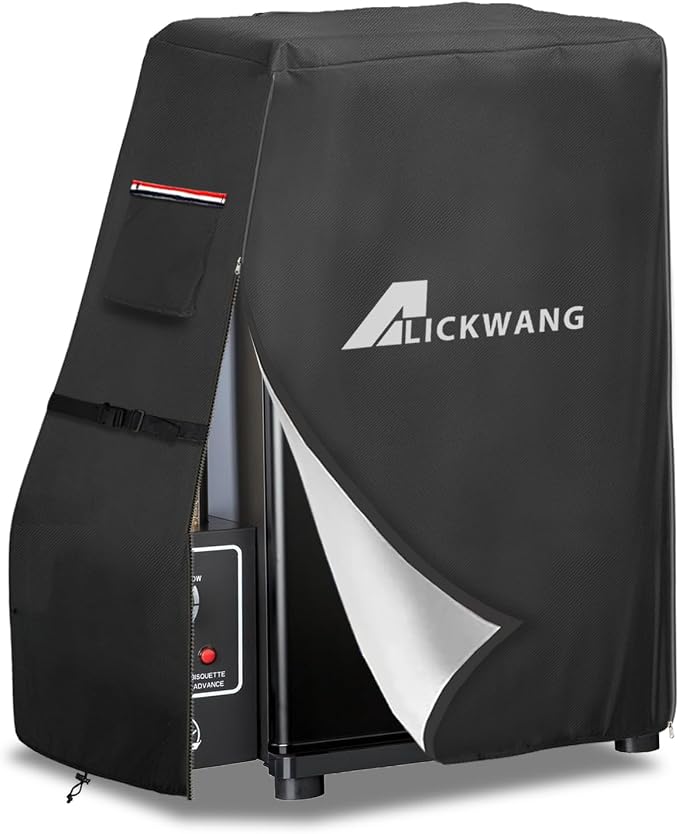 990025 Heavy Duty 600D Waterproof Electric Smoker Cover with Zipper for BS611 4-Rack Natural Draft Vertical Electric Smoker/BTDS76P 4-Rack Natrual Draft Digital Vertical Smoker
