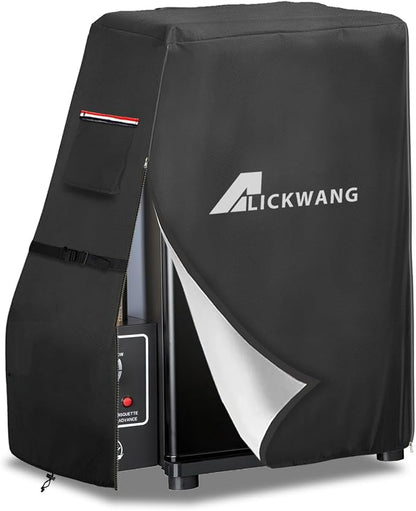 990025 Heavy Duty 600D Waterproof Electric Smoker Cover with Zipper for BS611 4-Rack Natural Draft Vertical Electric Smoker/BTDS76P 4-Rack Natrual Draft Digital Vertical Smoker