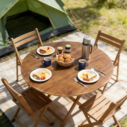 LUSHVIDA Round Waterproof Table Cover Elastic Vinyl Fitted Tablecloth Elastic Edged Plastic Table Cover (Pine, Best for Up to 36"-44" Round)