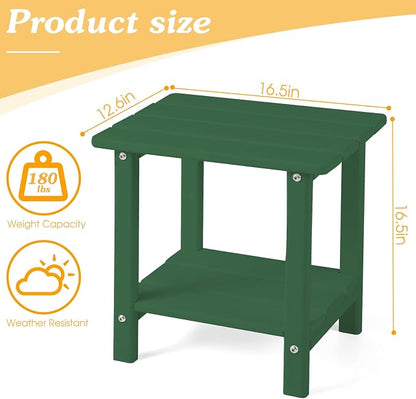 Apolimi Adirondack Outdoor Side Table, 2-Tier Sturdy Patio End Table Weather Resistant, 16.5" Solid Side Table for Patio, Pool, Porch