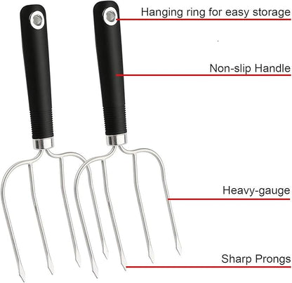 Turkey Lifter Forks Set of 2 Stainless Steel Turkey Lifters with Non-Slip Handle Turkey and Poultry Lifters Turkey Claws Carving Fork