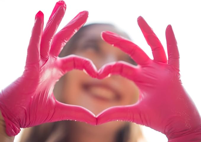 LavaLock Disposable Nitrile BBQ Gloves with Cotton Liners for Outdoor Cooking Grilling Smokers and Barbecue Competition, Chef or Kitchen use (Medium 50 Count Pink)