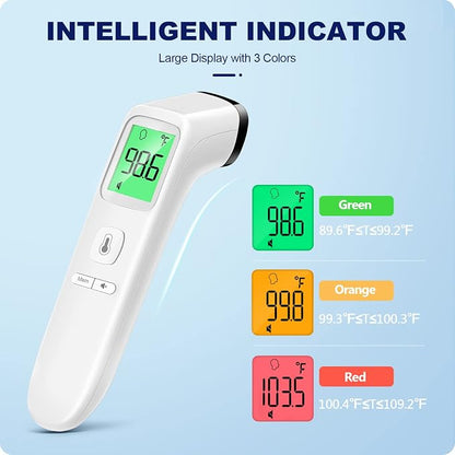 No-Touch Thermometer for Adults and Kids, Accurate Digital Baby Thermometer | 1s Fast Reading, Fever Alarm, Silent Mode, 35-Reading Memory, Forehead & Object Mode, AAA Battery Included, for Home & Clinic