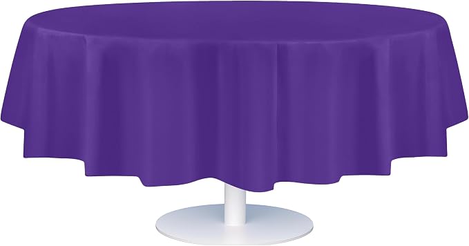 Grandipity 12 Pack Premium Disposable Plastic Tablecloth 84" Inch Decorative Round Table Cover - Purple