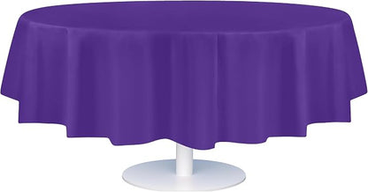 Grandipity 12 Pack Premium Disposable Plastic Tablecloth 84" Inch Decorative Round Table Cover - Purple
