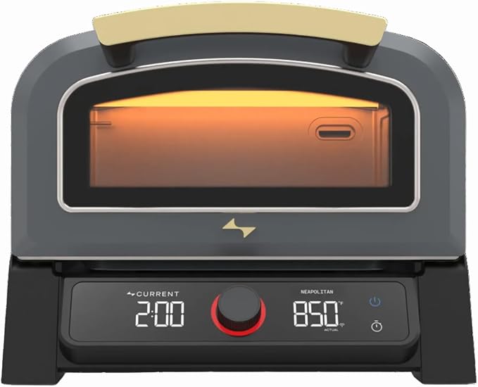 Current® Model P Electric Pizza Oven Indoor & Outdoor, 850°F Countertop Oven, No Turning Required, Perfect Pizza Every Time, Smart App Control, 12-Inch Pizza Stone Included, Slate