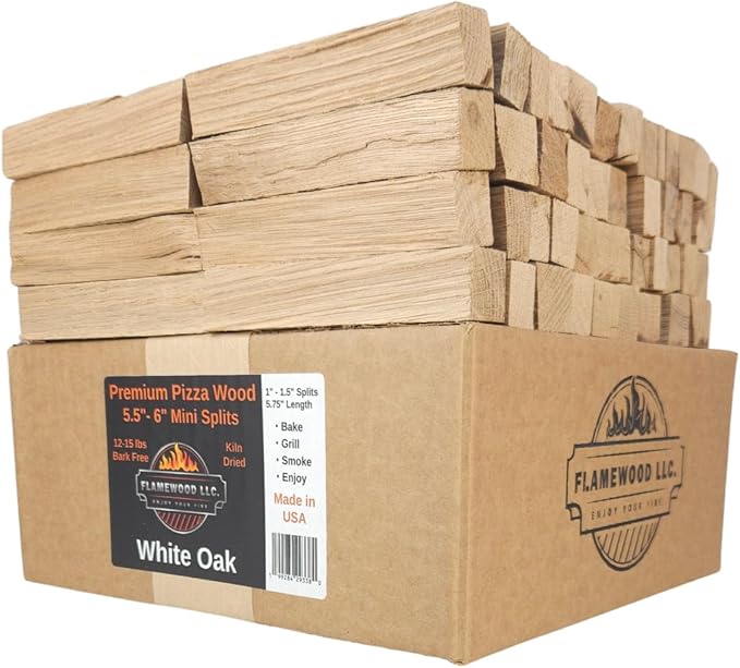 14 Lbs Pizza Oven Wood. Premium White Oak Kiln Dried 6 Inch Mini Split Logs. Approx. 70-80 Splits per Box. for use with Ooni, Gozney, Solo Stoves, Mesa XL, Grilling, Smoking and Much More.