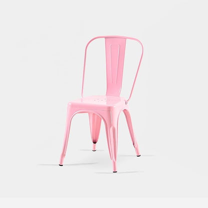 AC Pacific 18 Inch Seat Height Industrial Metal Dining Chairs, Stackable Kitchen or Bar Seat, Durable Modern Design, Versatile Accent Furniture, Set of 2, Pink