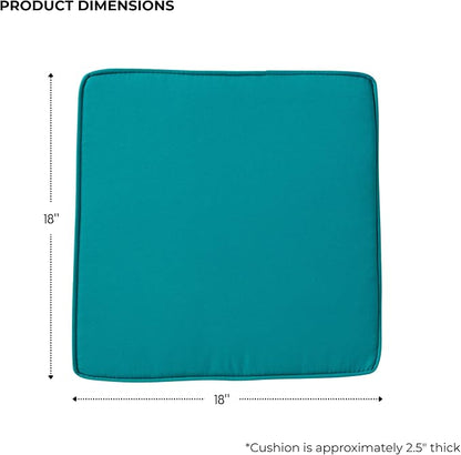 Outdoor 18 inch Square Patio Dining Chair Pads – Comfortable Fiber-Filled Seat Cushions with Ties, Reversible Polyester Fabric - Peacock, Set of 2