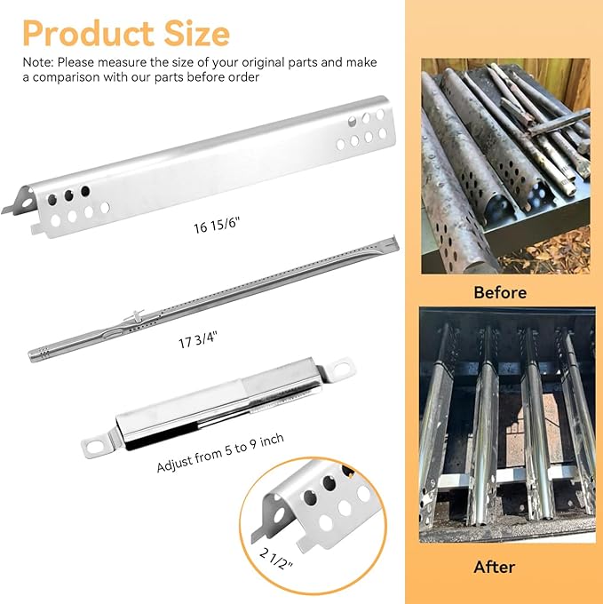 Grill Repair Parts Kit for Charbroil Performance 5 Burner463347519 463275517 463347518 463243519 463373019 463243518 463373319 463275717, G470-5200-W1, G470-0004-W1 Heat Plates Burner Tube 5 Burner