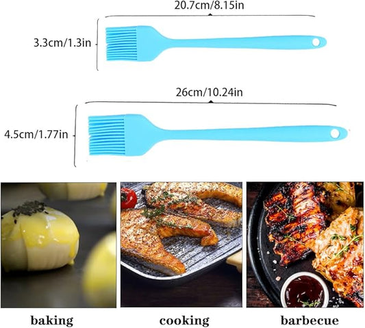Silicone Basting Pastry Brushes Set, 2 Pcs Heat Resistant Kitchen Cooking Baking Brush for Oil Butter Sauce BBQ Grill, BPA Free, Dishwasher Safe, 8&10 inch