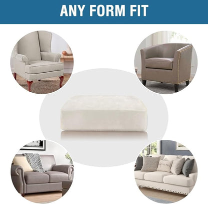 H.VERSAILTEX Velvet Stretch Couch Cushion Cover Plush Cushion Slipcover for Chair Loveseat Sofa Cushion Furniture Protector Seat Cushion Sofa Cover (3 Piece Sofa Cushion Covers, Porcelain White)